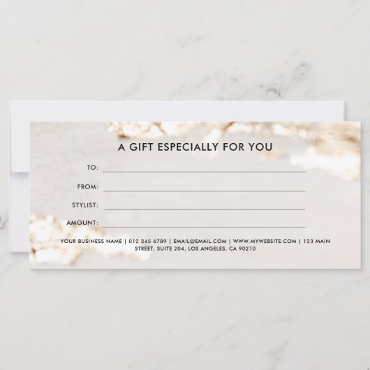 Classy Modern Gold Foil Gift Certificate/Voucher (Achterkant)