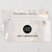 Classy Modern Gold Foil Gift Certificate/Voucher (Voorkant / Achterkant)