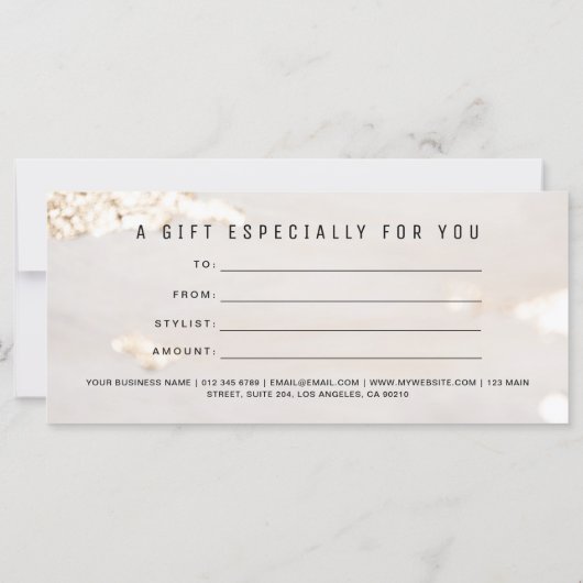 Classy Modern Gold Foil Gift Voucher/Certificate (Achterkant)