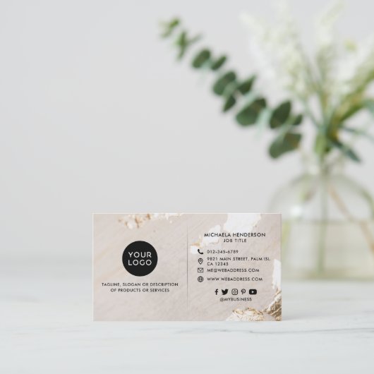 Classy Modern Gold Foil Logo 2 Foto's Sociale medi Visitekaartje (Staand voorkant)