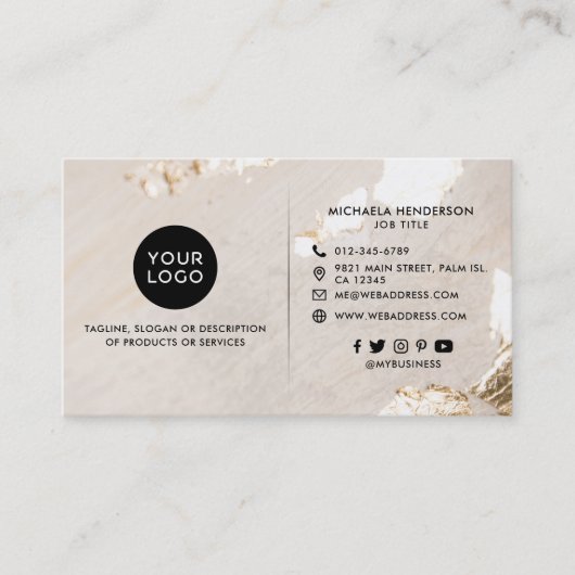 Classy Modern Gold Foil Logo 2 Foto's Sociale medi Visitekaartje (Voorkant)