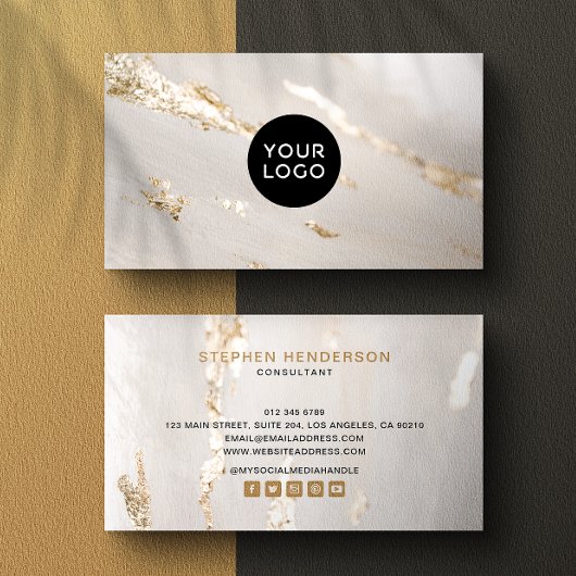 Classy Modern Gold Foil logo en sociale media Visitekaartje