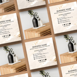 Classy Modern Gold Foil Logo Foto & Socials Vierkante Visitekaartje