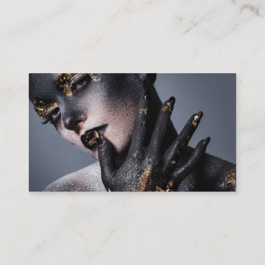 Classy Modern Gold Foil Logo Foto's en sociale med Visitekaartje (Achterkant)