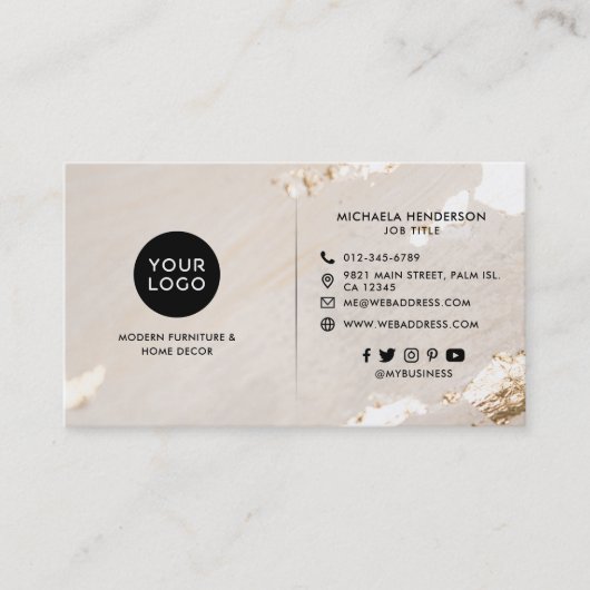 Classy Modern Gold Foil Logo Foto's en sociale med Visitekaartje (Voorkant)