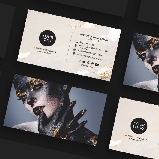 Classy Modern Gold Foil Logo Foto's en sociale med Visitekaartje
