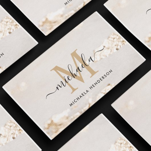 Classy Modern Gold Foil monogram & naam Visitekaartje