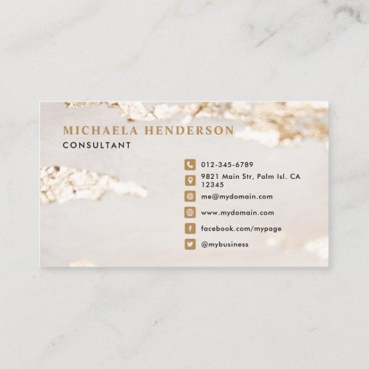 Classy Modern Gold Foil monogram & naam Visitekaartje (Achterkant)