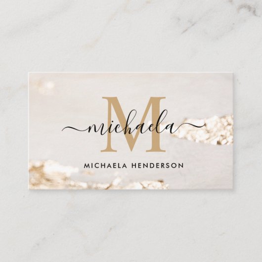 Classy Modern Gold Foil monogram & naam Visitekaartje (Voorkant)