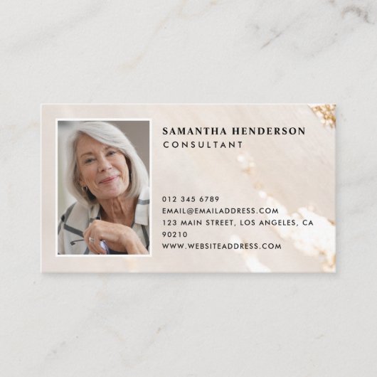 Classy Modern Gold Foil Professional Logo & Foto Visitekaartje (Voorkant)