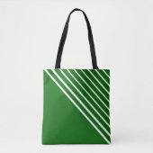 Classy Modern Green Diagonal Stripes Tote Bag (Voorkant)