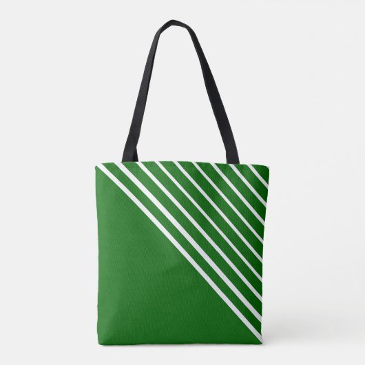 Classy Modern Green Diagonal Stripes Tote Bag (Achterkant)