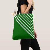 Classy Modern Green Diagonal Stripes Tote Bag (Dichtbij)