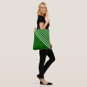 Classy Modern Green Diagonal Stripes Tote Bag (Op model)