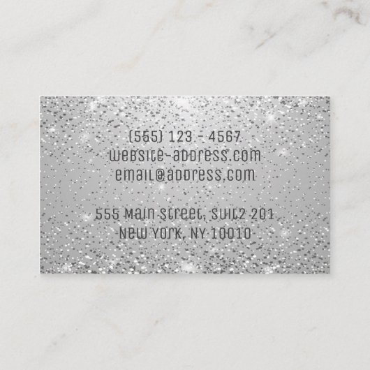 Classy Modern Luxe Sparkle Zilveren glitter Visitekaartje (Achterkant)