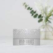 Classy Modern Luxe Sparkle Zilveren glitter Visitekaartje (Staand voorkant)