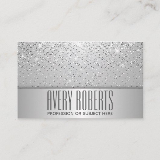 Classy Modern Luxe Sparkle Zilveren glitter Visitekaartje (Voorkant)