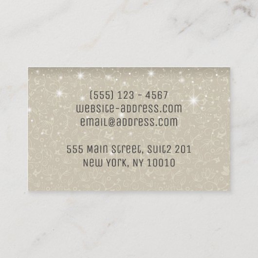 Classy Modern Luxury Sparkle white gold glitter Visitekaartje (Achterkant)