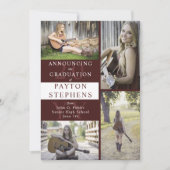 Classy Modern Maroon Foto Afstuderen Aankondiging (Voorkant)