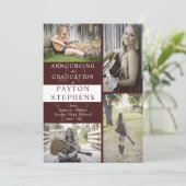 Classy Modern Maroon Foto Afstuderen Aankondiging (Staand voorkant)