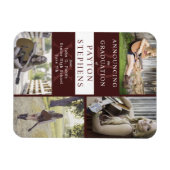 Classy Modern Maroon Foto Afstuderen Aankondiging Magneet (Horizontaal)