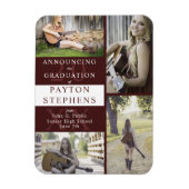 Classy Modern Maroon Foto Afstuderen Aankondiging Magneet (Verticaal)
