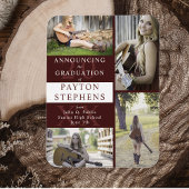 Classy Modern Maroon Foto Afstuderen Aankondiging Magneet