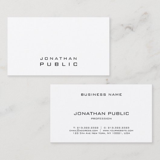 Classy Modern Minimal Professional Clean Plain Visitekaartje (Voorkant / Achterkant)