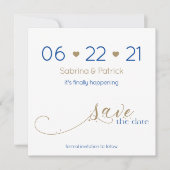 Classy Modern Minimalist Gold Navy Save the Date Kaart (Voorkant)