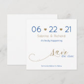 Classy Modern Minimalist Gold Navy Save the Date Kaart (Voorkant / Achterkant)