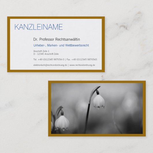 Classy modern minimalistisch blauw goud visitekaartje (Voorkant / Achterkant)