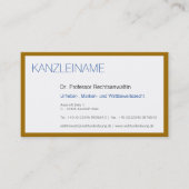 Classy modern minimalistisch blauw goud visitekaartje (Voorkant)