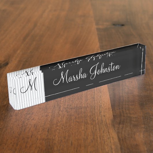 Classy Modern Monogram Naambordje (Zijkant)