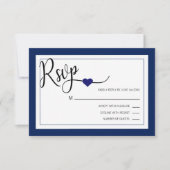 Classy Modern Navy Blauw & Wit RSVP Menu Huwelijk (Voorkant)