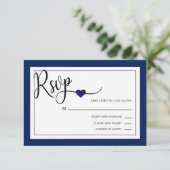 Classy Modern Navy Blauw & Wit RSVP Menu Huwelijk (Staand voorkant)