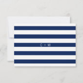 Classy Modern Navy Blauw & Wit RSVP Menu Huwelijk (Achterkant)