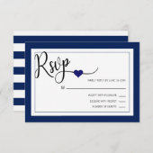 Classy Modern Navy Blauw & Wit RSVP Menu Huwelijk (Voorkant / Achterkant)