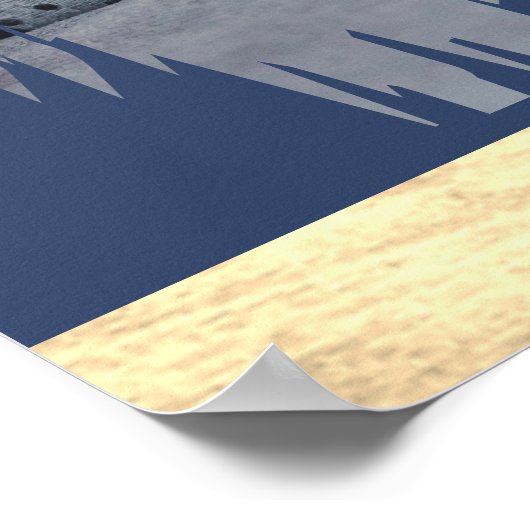 Classy Modern Navy Blue Gold Voeg je fotoserie toe Poster (Hoek)