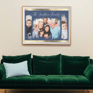 Classy Modern Navy Blue Gold Voeg je fotoserie toe Poster