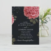 Classy Modern Peony Floral Wedding Kaart (Staand voorkant)