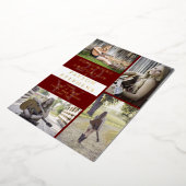 Classy Modern Photo Maroon | Goud wit Afstuderen Folie Uitnodiging (Gedraaid)