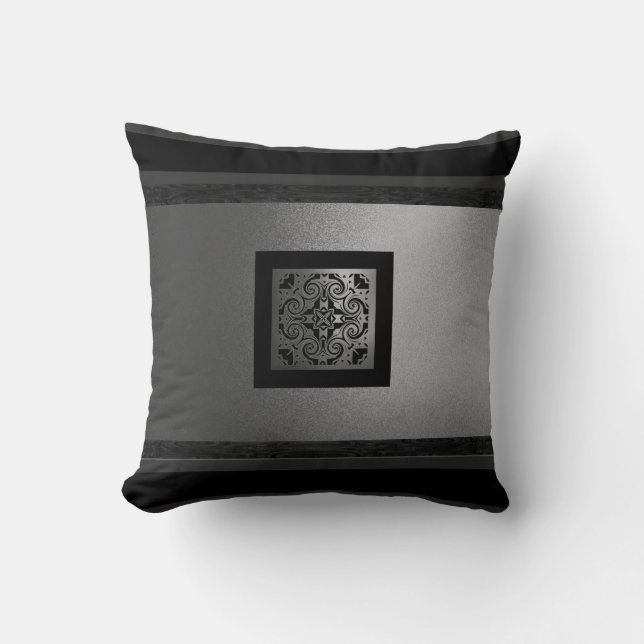 Classy Modern Pillow/BLK&Silver-Design 1 Kussen (Voorkant)