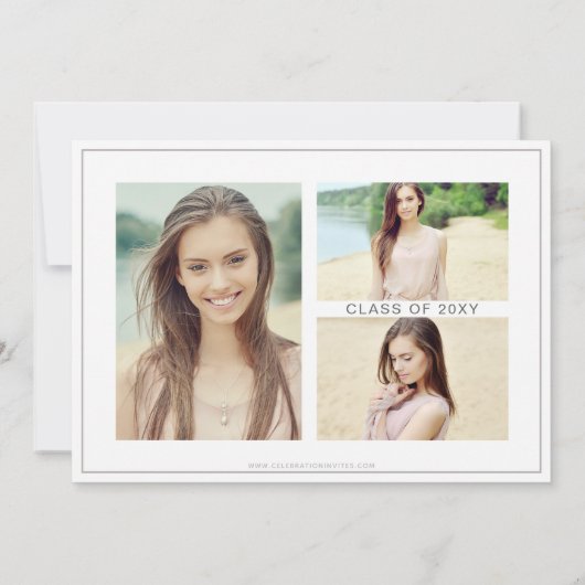 Classy Modern Pink Floral Foto Afstuderen Kaart (Achterkant)