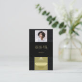 Classy Modern Professional Black Gold Photo Visitekaartje (Staand voorkant)