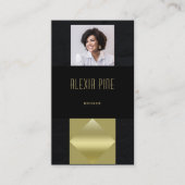 Classy Modern Professional Black Gold Photo Visitekaartje (Voorkant)