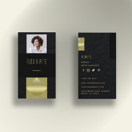 Classy Modern Professional Black Gold Photo Visitekaartje