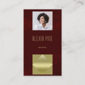 Classy Modern Professional Burgundy Gold Foto Visitekaartje (Voorkant)