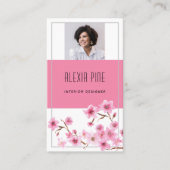 Classy Modern Professional Cherry Blossom Foto Visitekaartje (Voorkant)