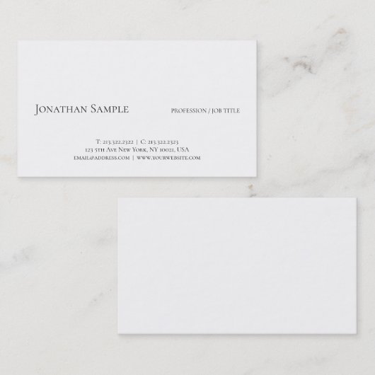 Classy Modern Professional Eenvoudige Sjabloon ele Visitekaartje (Voorkant / Achterkant)
