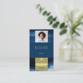 Classy Modern Professional Ocean Blue Gold Foto Visitekaartje (Staand voorkant)
